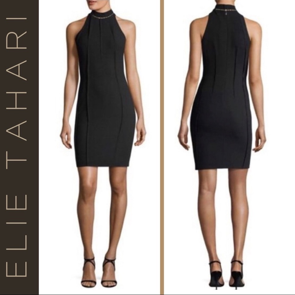 ✨NWoT✨🏷Elie Tahari: Studded Halter Neck Sheath Cocktail Dress Showstopper 🤩